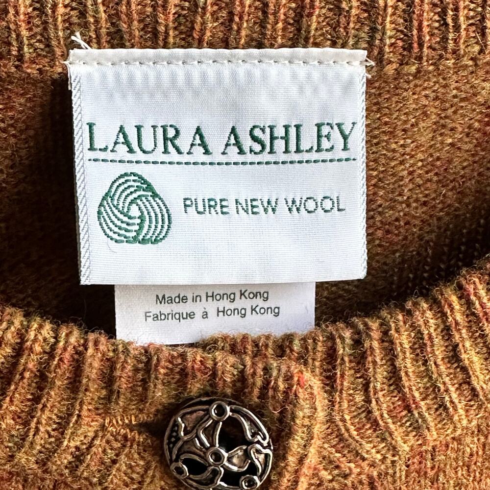 Vintage 90s Laura Ashley Wool Cardigan Sweater - Picture 8 of 9